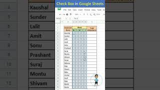 Attendance Sheet in Google Sheets Check Box #googlesheets #exceltutorial #excel #exceltips #shorts