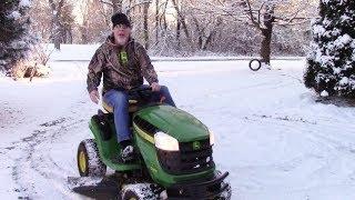 Mowing Snow with a John Deere D105