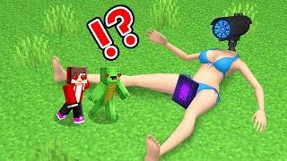 JJ and Mikey Found SECRET BASE inside CAMERA WOMAN in Minecraft - Maizen