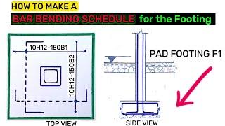 How to make a bar bending schedule for the Footing