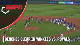 BENCHES CLEAR IN YANKEES VS. ROYALS GAME 4  Awkward tag leads to MAYHEM | ESPN MLB