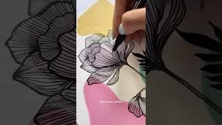 Boho Art with Acrylics | Canvas Painting #satisfyingart #pendrawing #floralart #asmr #art #sketching