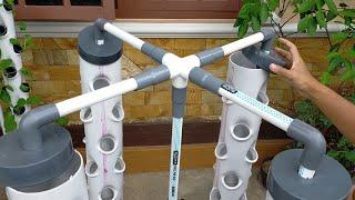 DIY : How to make Vertical Hydroponic System using 4 Towers (Part 2) || hydroponic farming at home