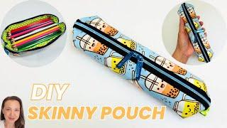 How to make a Skinny Zipper Pouch | DIY Lined Pencil Case | Cosmetic Pouch