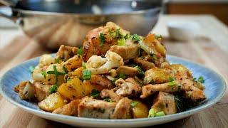 Make this Simple Chicken Potatoes and Cauliflower Recipe for  Dinner or Lunch | Stir Fry