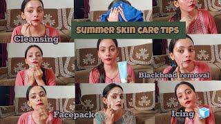 Top 9 Summer Skincare Tips For Teenagers ️||Neha'z tutorial||face mask,icing, cleanser etc.
