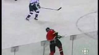 Dion Phaneuf hits Luongo in the head with slap shot (ouch)