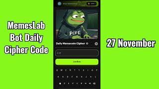 Memes Lab Bot Daily Cipher Code 27 November| Memes Lab Cipher Code| Memelab Daily Cipher | Memelab