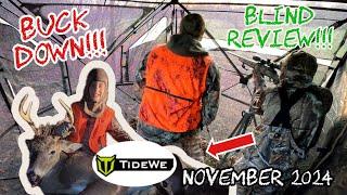 BUCK DOWN!!!  Setting up the TIDEWE See-Thru BLIND, then SHOOTING A DEER out of it!!!