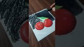 Realistic cherries | oil pastel drawing #shorts