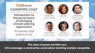 C2GLearn Campfire Chat: Introduction to the governance of emerging climate-altering approaches