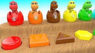 Learning Shapes & Colors with Dinosaur Cartoon Color Surprise Eggs 3D Kids Toddler Educational Video