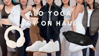 ALO YOGA TRY ON HAUL: sherpas, puffers, goddess leggings, ear muffs, alo x 01 classic sneakers, etc