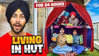 LIVING IN HUT FOR 24 HOURS CHALLENGE- I BUILD A LUXURY HUT AT MY HOME - BEING SARDAR