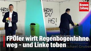 FPÖler wirft Regenbogenfahne weg – und Linke toben | krone.tv NEWS