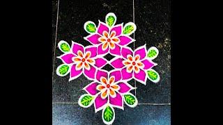 Madhus Rangoli : 7*4 Dots most beautiful and attractive colorfull floral rangoli 