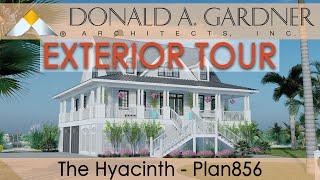 Coastal house plan with a wraparound porch and three bedrooms | The Hyacinth