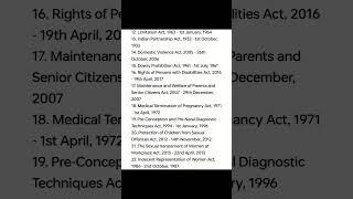 enforcements date  of various acts  #lawgical #law #legal #advocate #actusreus #judge