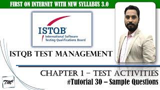 ISTQB Test Management v3.0 | Tutorial 30 | Sample Questions of Chapter 1 | Test Manager Questions