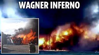 Inferno rips through notorious Wagner military base as saboteurs strike Putin's private army