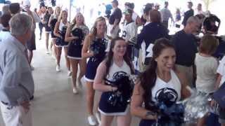 Pep band and cheerleader entrance to Penn State Alumni pep rally