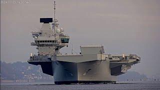 Live: Größter Flugzeugträger der Royal Navy – Queen Elizabeth verlässt Hamburg und passiert Lühe