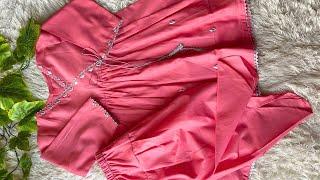 Angrakha Frock with Tulip Shalwar Cutting and Stitching Tutorial || Eid Baby Dress