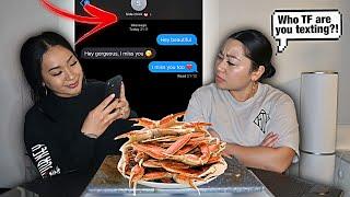 TEXTING ANOTHER GIRL In Front Of My WIFE MUKPRANK! | Seafood Boil