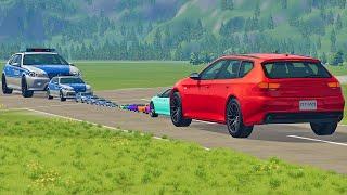 Big & Small Cars vs Giant Police BeamNG.Drive