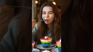 Eat rainbow pudding #ai #cafélife #eating #puding