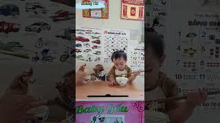 Monkey Titi and baby Bear are passionate about mom's instant noodles. #cute #shortsvideo #monkey