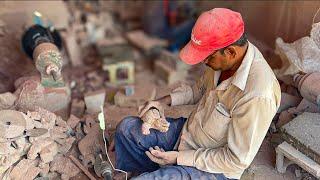 How Crafting Crocodile in Red Onyx Marble || Carving Crocodile