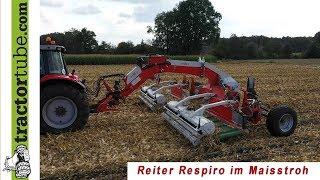 Maisstroh einholen mit Reiter Respiro Bandschwader und Claas - LU Bone und Terhuf