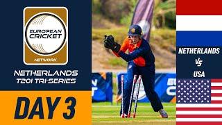  Netherlands vs USA T20I | 25 Aug 2024 | ECN Netherlands T20I Tri-Series | Day 3 | Live Cricket