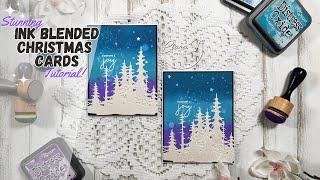 Stunning Ink-Blended Christmas Winter Tree A2 Cards | 12 Weeks of Christmas Series Week 3