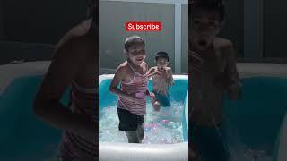 Ayden And Delilah Playing Water Balloons InThe Pool #short #waterballons #youtubekids #kidsvideo