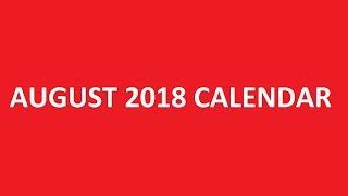 August 2018 Calendar Printable, PDF, Blank, Holidays