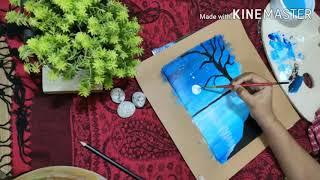 Painting of a full moon | Acrylic Painting | Blend Spectrum Art Studio