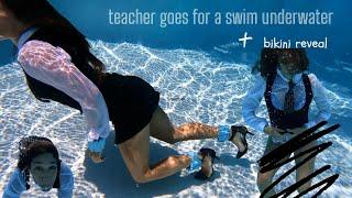 SWIMMING Underwater CLOTHED Dressed as a SCHool TeaCHER