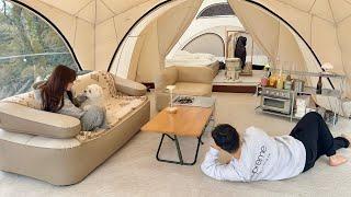 A salaried worker builds a weekend villa comparable to a hotelㅣlong-term camping