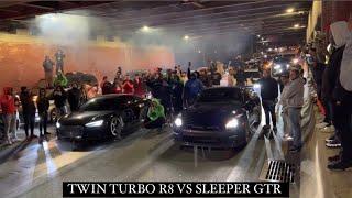 HPA TWIN TURBO R8 VS UNICO SLEEPER GTR $1000 STREET RACE