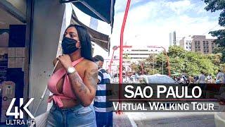 【4K 60fps】 VIRTUAL WALKING TOUR:  «Sao Paulo - Brazil 2021»  City Street Sounds  Ultra HD TV