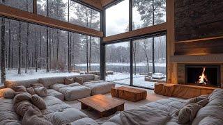 Smooth Jazz Instrumental Music at Cozy Winter Ambience ️ Snowfall with Soft Jazz Music to Unwinding