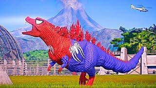 Superhero Dinosaur Spiderman Godzilla Vs All Other Dinosaurs in Ultimate Dino Battle Jurassic World