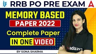 RRB PO Prelims Memory Based Paper 2022 | Complete Paper Solution in One Video