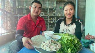 Anh Hoàng Khang Vlog Đãi Em Pha Món Mực Khổng Lồ Hấp Cuốn Bánh Tráng