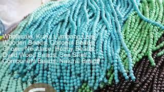 Wholesale Kukui Lumbang Leis, Wooden Beads, Coconut Beads Choker Necklace, Dyed