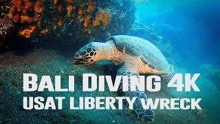 4K Diving USAT Liberty wreck in Tulamben Bali - Underwater UltraHD UHD