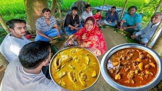 50k special Mutton & HILSA FISH Cooking and Eating | mutton curry with Ilish fish cooking |