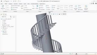 How to create spiral Staircase using axis pattern in creo parametric  3 0  or proENGINEER